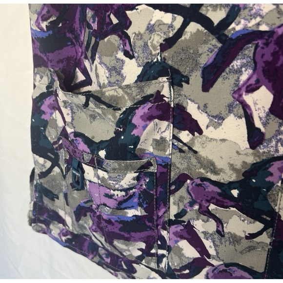 Carhartt Force Women's Size XS Wild Horses Run Scrub Top Purple/Grey/Bluegreen - Picture 7 of 16